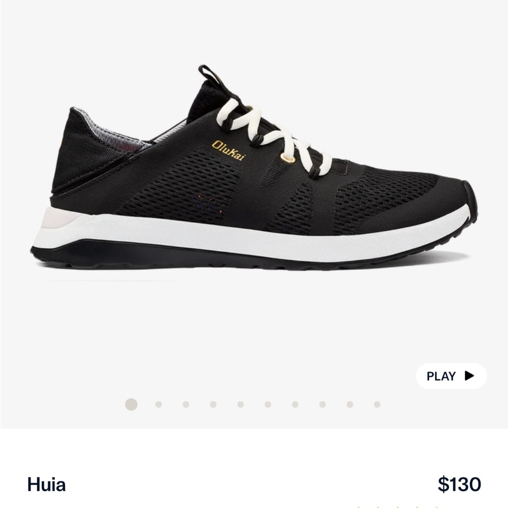 Olukai Huia Lightweight Black Knit Sneaker